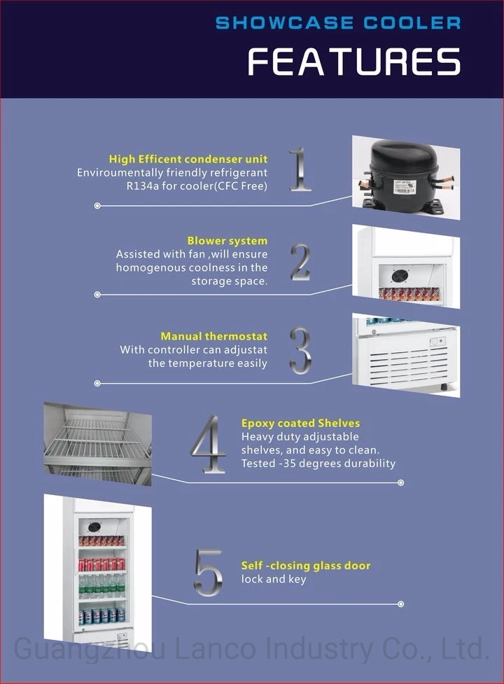 -18/24º C Standing-up Vertical Display Deep Chest Freezer with Colorful LED