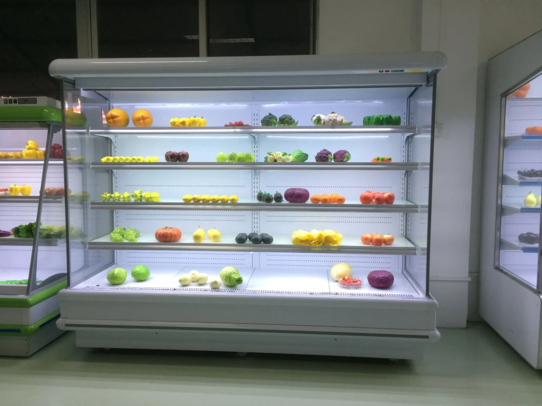 Supermarket Commercial Vertical Upright Open Front Produce Display Refrigerator Freezer