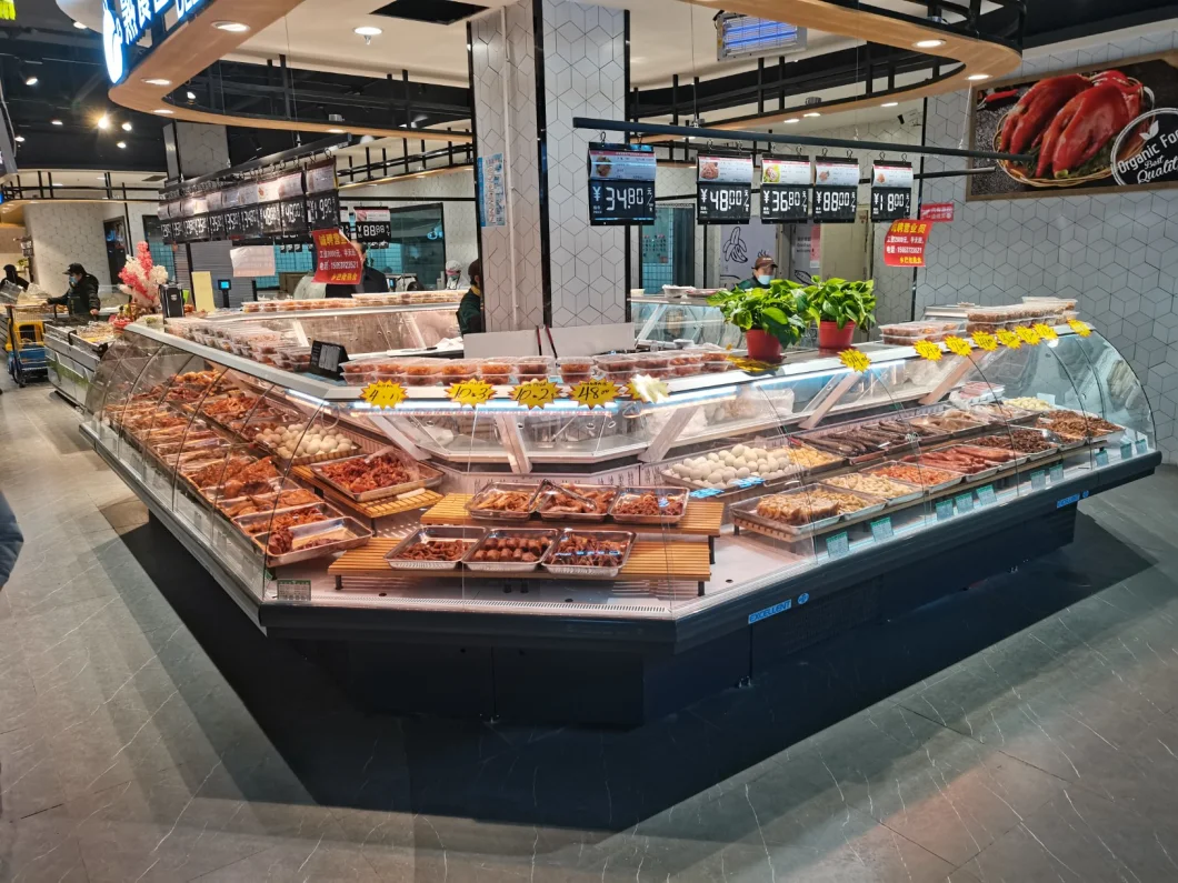 Supermarket Glass Doors Food and Meat Refrigerator Display Freezer Showcase