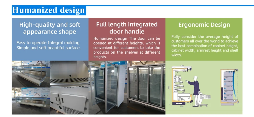 Supermarket Glass Doors Food and Meat Refrigerator Display Freezer Showcase