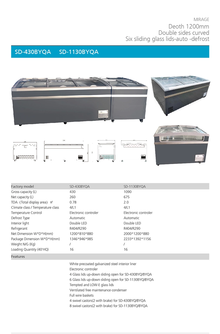 Supermarket Combined Island Refrigeration Equipment Meat Food Fridge Display Freezer/Deep Chest Freezer Refrigerator